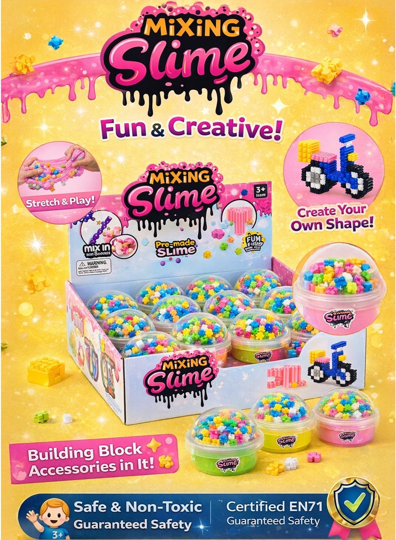فريق عظيم مجموعة Greateam Mixing Slime المكونة من 12 قطعة سلايم DIY بقطع بناء داخلية 108-110 جرام سلايم كريستالي في كل وعاء بلاستيكي أربعة ألوان سلايم جاهز للتمدد اصنع شكلك الخاص لعبة لعب حسية للأطفال 3 سنوات فما فوق معتمد EN71 آمن وغير سام وفق معيار سلامة الألعاب الأوروبي لعبة تعليمية وتطويرية للأطفال لعب ممتد مجموعة سلايم كاملة بعلبة عرض بالجملة أفضل هدية لرمضان - Image 2